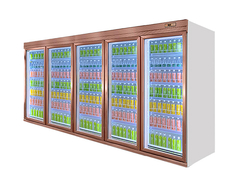 Chłodziarz na napoje Szklane drzwi Wystawiona wystawa Zamrażarka / lodówka w supermarkecie