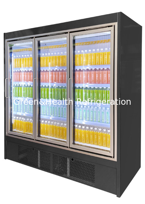 Upright Supermarket Multideck Open Chiller Free Frost z przesuwanymi szklanymi drzwiami
