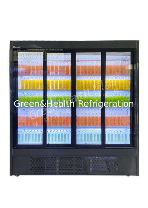 Upright Supermarket Multideck Open Chiller Free Frost z przesuwanymi szklanymi drzwiami