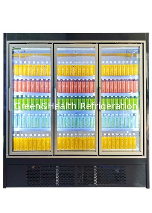 Upright Supermarket Multideck Open Chiller Free Frost z przesuwanymi szklanymi drzwiami