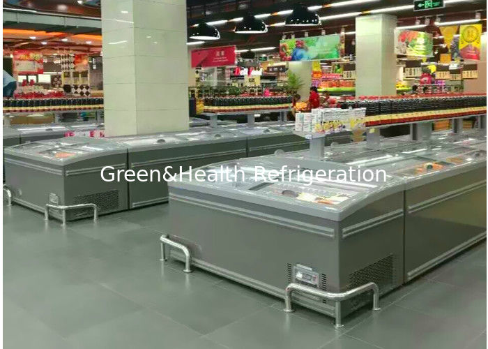 8 Ft Wielki Supermarket Wyspa Wyświetlacz Przesyłowe Szklane Zamrażarka Do Przechowywania Kurczaków