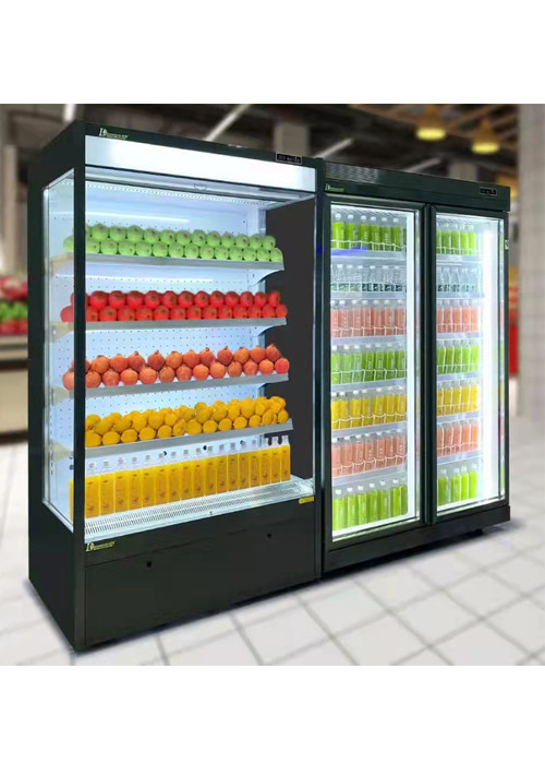 3.2KW Supermarket Otwarty chłodziarz Warzywny wyświetlacz chłodniczy Stolik Passthrogh