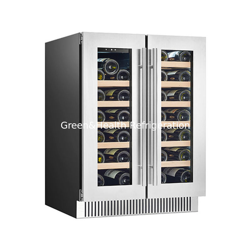 Certyfikat ETL Moda Podwójna Strefa SS Podwójne Szklane Drzwi Chłodniczka do czerwonego wina z 180L 68 butelkami