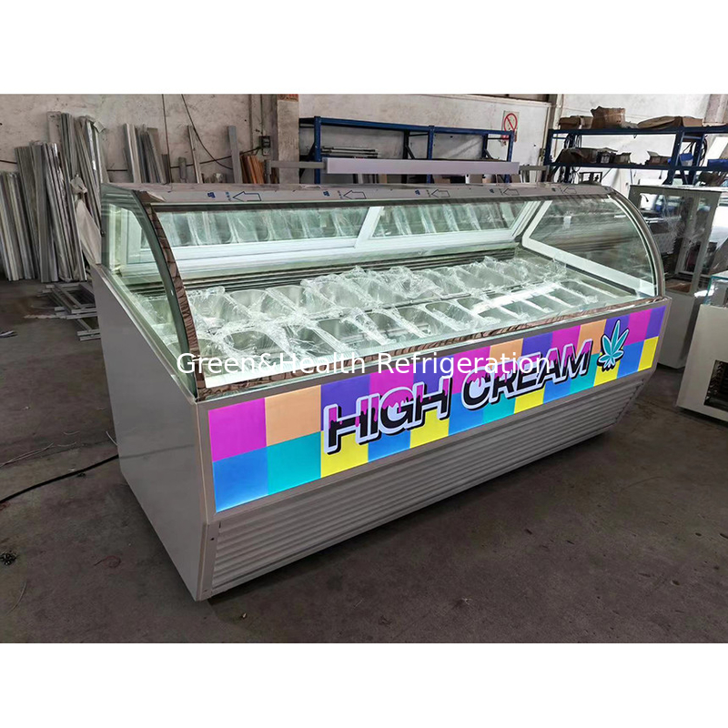Zastosowalny kolor i rozmiar Gelato lody Display zamrażarka z 10 / 12 / 16 / 22 Pans