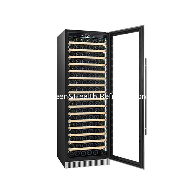 Certyfikat ETL 60 butelki Elektryczny chłodziarz do wina z dwoma strefami z drewnianymi półkami w kolorze czarnym