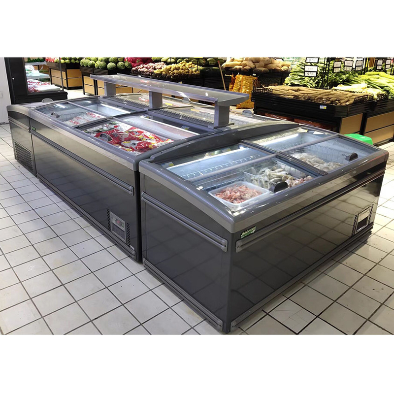 Biały / szary lodówka wyspy supermarket z automatycznym odmrażaniem dla sklepu spożywczego