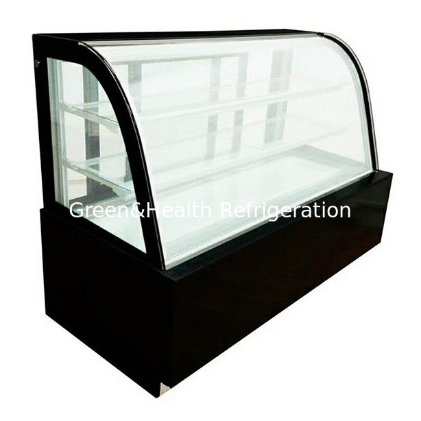 Zakrzywiona szklana zamrażarka ekspozycyjna do ciast ze stali nierdzewnej z wieloma półkami do użytku komercyjnego