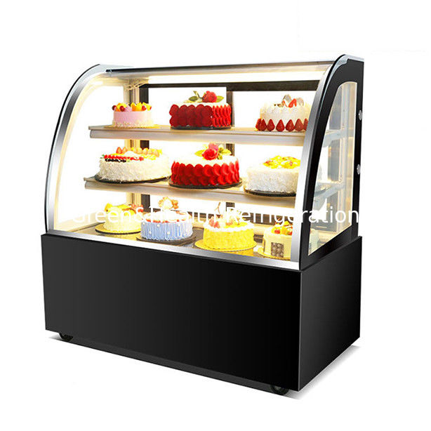 Zakrzywiona szklana zamrażarka ekspozycyjna do ciast ze stali nierdzewnej z wieloma półkami do użytku komercyjnego