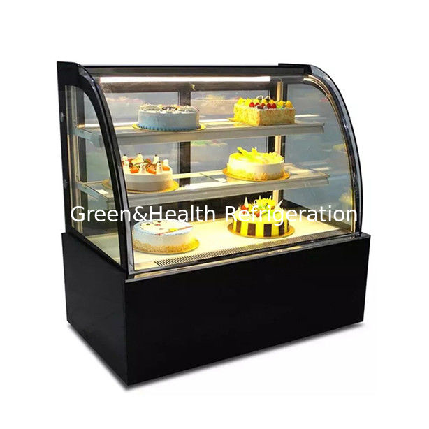 Zakrzywiona szklana zamrażarka ekspozycyjna do ciast ze stali nierdzewnej z wieloma półkami do użytku komercyjnego
