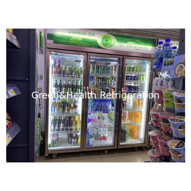 Komercyjny supermarket / Sklep dwa / trzy szklane drzwi lodówka ekonomiczna lodówka z wyświetlaczem