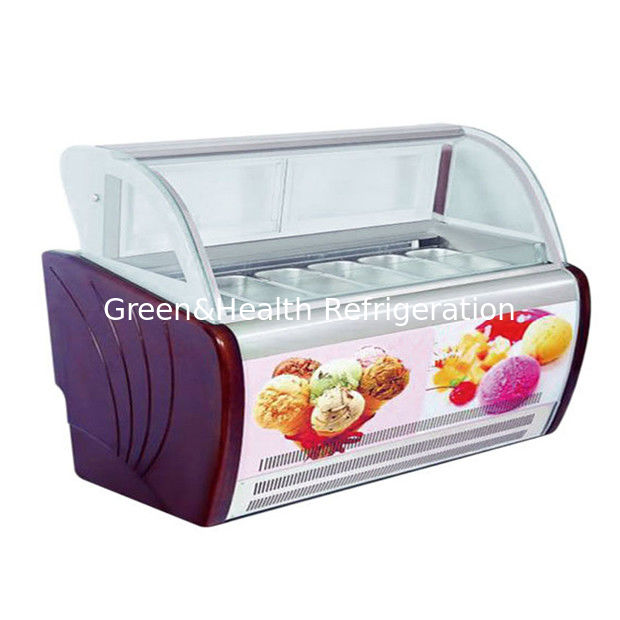 Zamrażarka z wyświetlaczem lodów z termostatem regulowanymi patelniami ze stali nierdzewnej i czynnikiem chłodniczym R404a