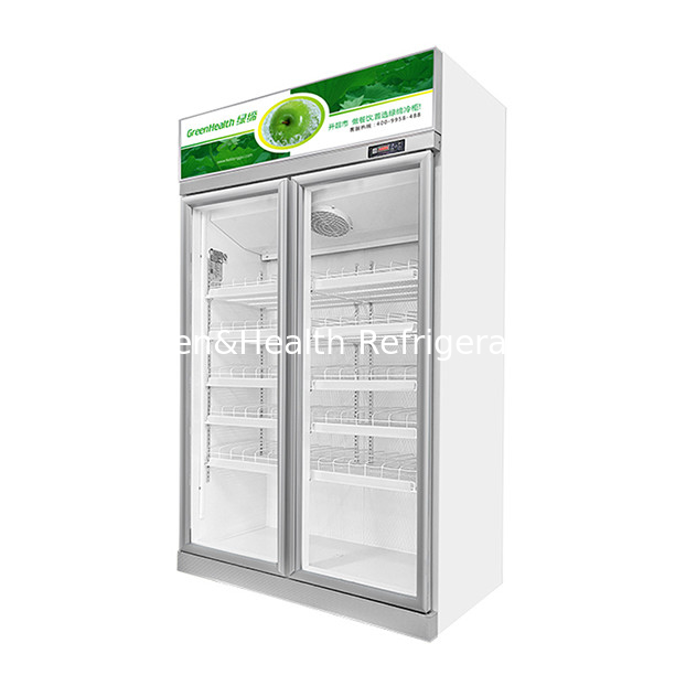 Chłodziarka wystawowa do supermarketu / sklepu, dwudrzwiowa, ekonomiczna, ze szklanymi drzwiami