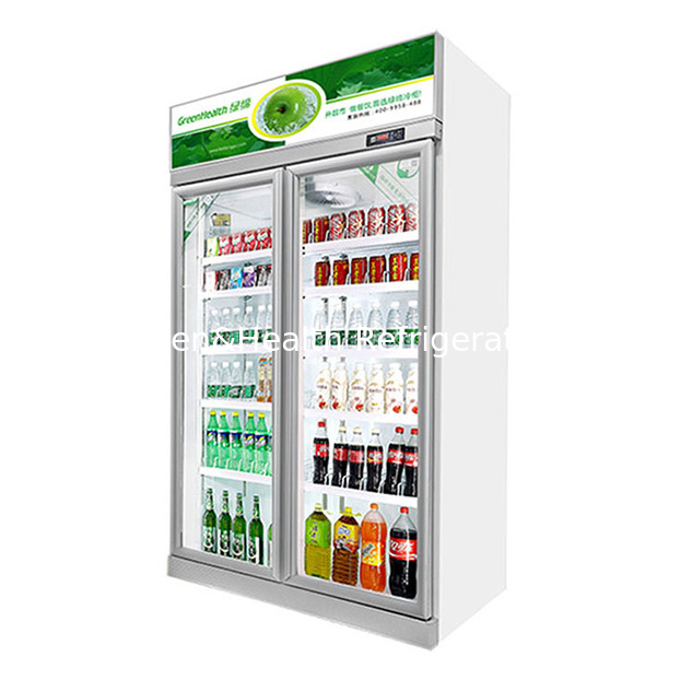 Chłodziarka wystawowa do supermarketu / sklepu, dwudrzwiowa, ekonomiczna, ze szklanymi drzwiami