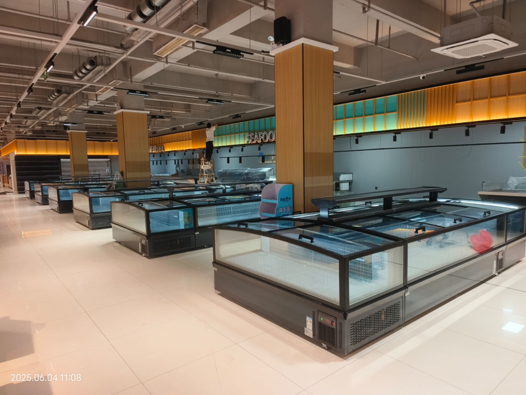 Zamrażarka supermarket Island Zamrażarka głęboka bez mrozu dla mięsa z światłem LED