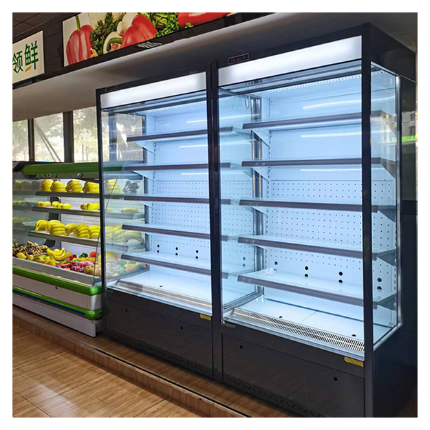 Małe chłodziarki otwarte do przechowywania i ekspozycji owoców/warzyw w sklepach spożywczych/supermarketach