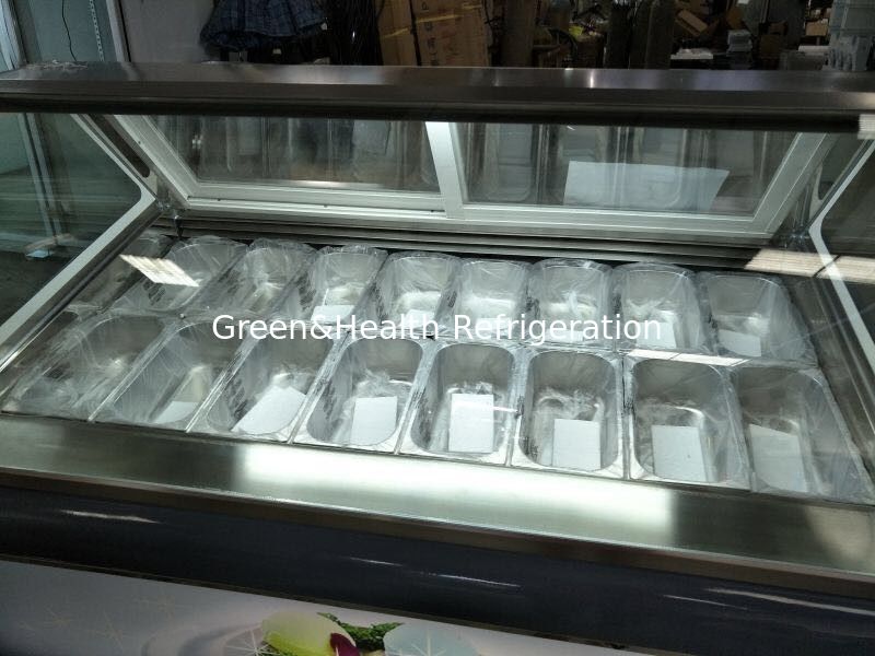 Zastosowalny kolor i rozmiar Gelato lody Display zamrażarka z 10 / 12 / 16 / 22 Pans