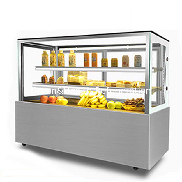 Fabryka Sprzedaż bezpośrednia Prawy kąt Stal nierdzewna Szklany materiał Ciasto Chłodzenie wyświetlacz zamrażarka