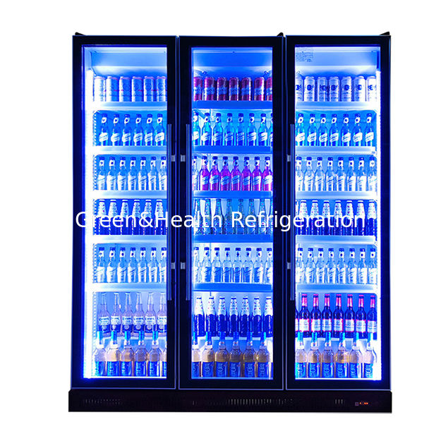 Komercyjne wielokrotne światła LED Trzy szklane drzwi Chłodziarka do napojów/alkoholu Zamrażarka ekspozycyjna