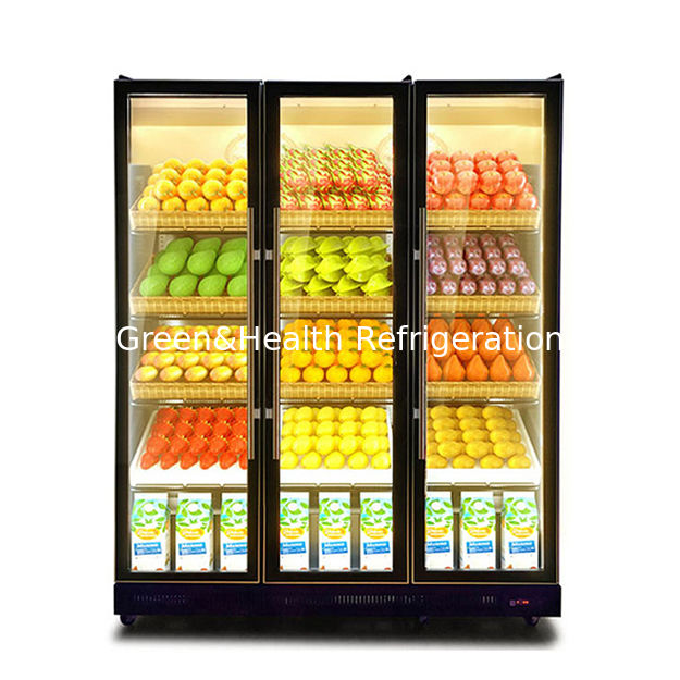 Komercyjne wielokrotne światła LED Trzy szklane drzwi Chłodziarka do napojów/alkoholu Zamrażarka ekspozycyjna