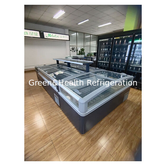 Supermarket/sklep Horyzontalny duży magazyn żywności mrożonej Wyspa wyświetleniowa