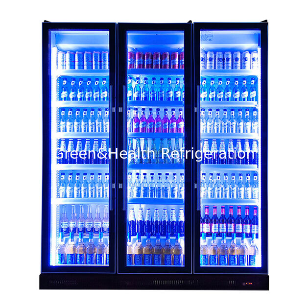 Three Defogging Glass Doors With Adjustable Multiple LED Lights For Beverage Refrigeration