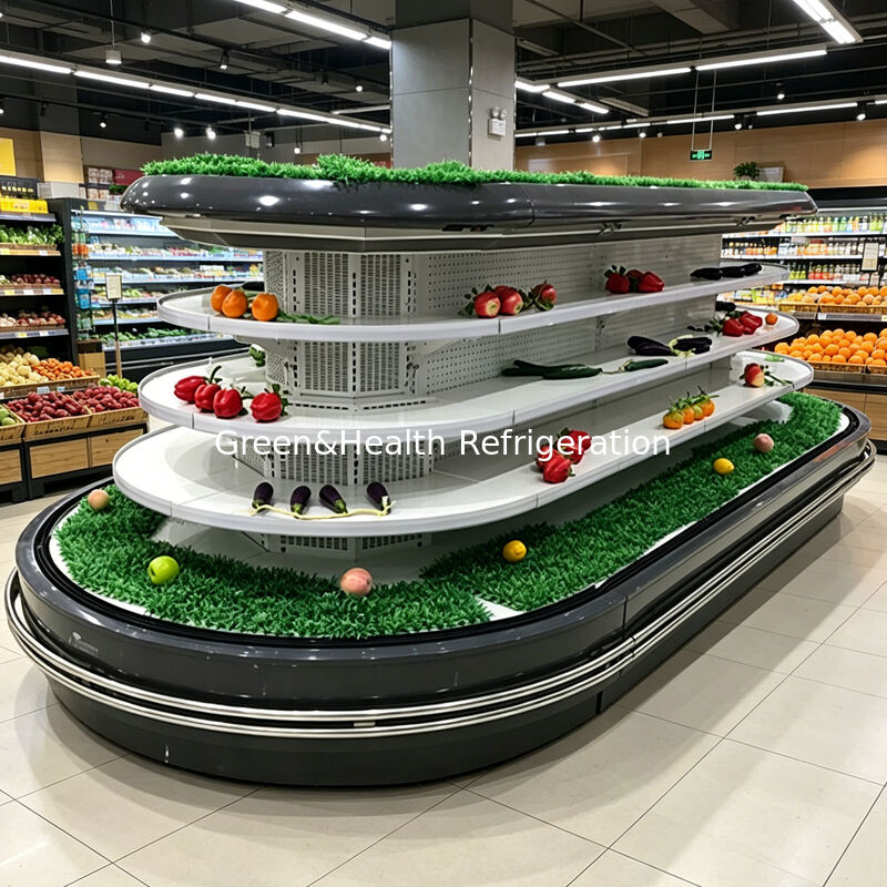 Otwarty agregat chłodniczy wielopoziomowy dla supermarketów z oświetleniem LED z funkcją automatycznego rozmrażania i energooszczędną lodówką