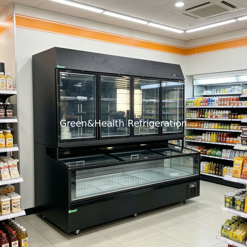 Dwufunkcyjny lodówka wyspiarskiej z zewnętrzną warstwą ze stali nierdzewnej/szklanej i pojemnością 850 l do wyświetlania w supermarkecie