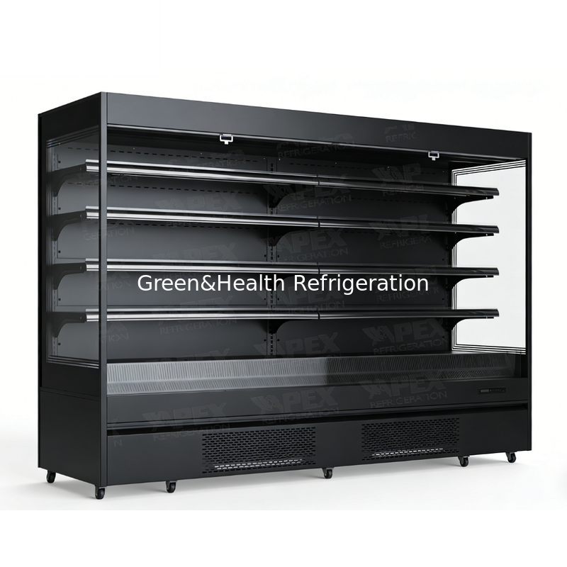 8ft Black Color Supermarket Multideck  Reach In Merchandiser Refrigerated Display Fridge Chiller
