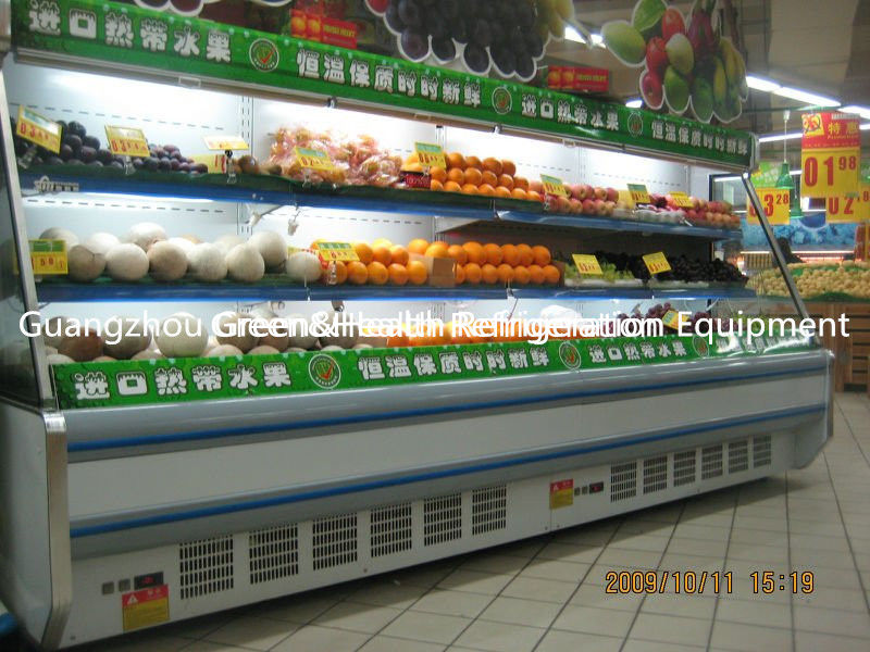 Biały / czerwony Upright Open Chiller Supermarket Showcase z dużą pojemnością