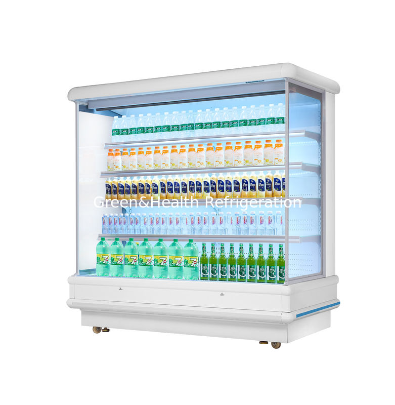 Wielopokładowy wyświetlacz z owocami w supermarkecie z otwartym wyświetlaczem