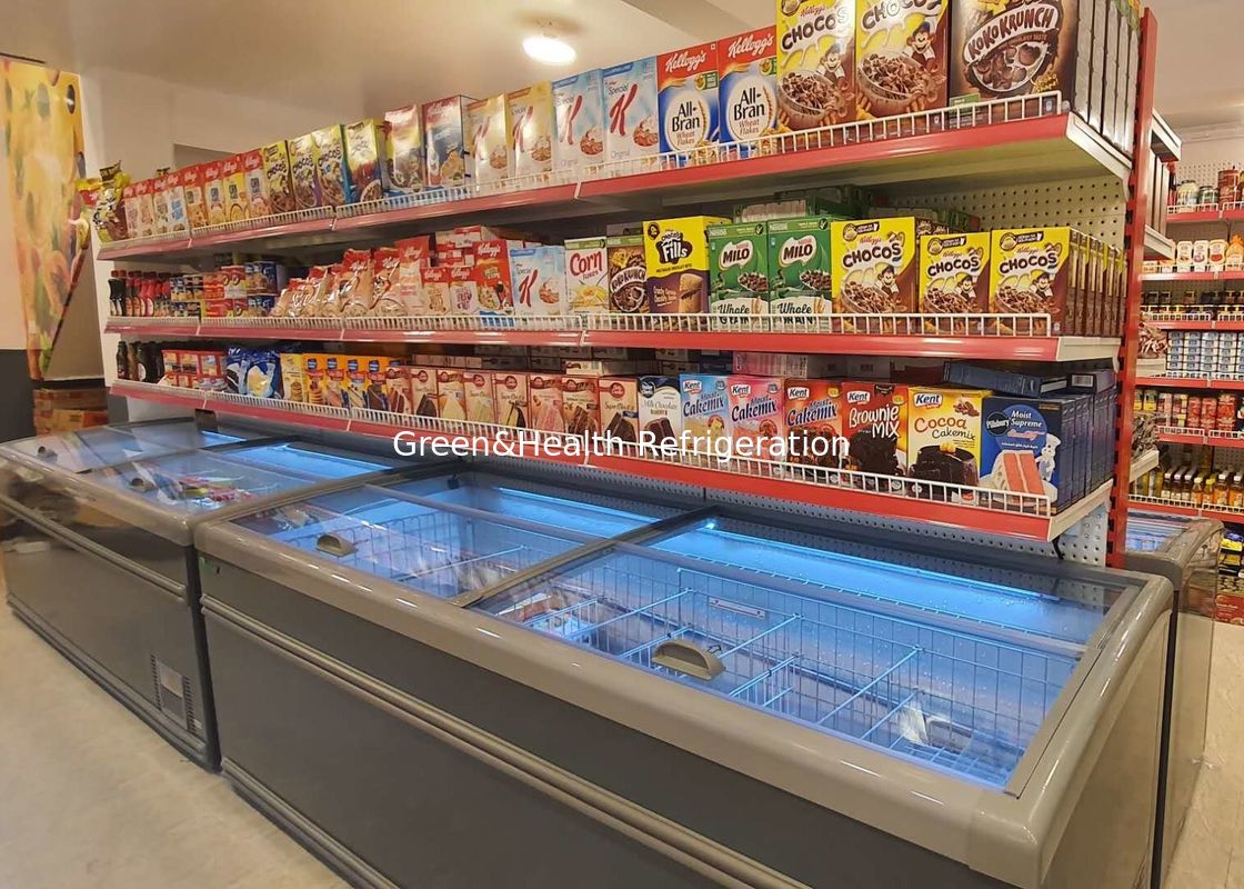 Supermarket z przesuwnymi drzwiami Zamrażarka wyspowa do mięsa