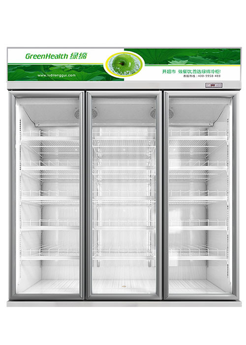 3 sekcje Szklane drzwi Merchandiser lodówka Komercyjna lodówka lodówka chłodnia z kołyskowymi drzwiami szklanymi