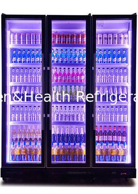 Pionowe lodówki z czarnymi szklanymi drzwiami do piwa z systemem chłodzenia wentylatorem