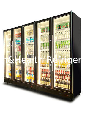 Samozamykające się szklane drzwi Czarna pionowa lodówka na napoje bezalkoholowe do KTV