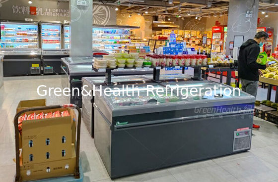 Chest Deep Island Freezer Showcase Commercial Top Slid Glass Door Plug In