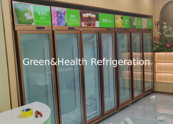 Supermarket Szklane Drzwi Pionowe Wyświetlacz Lodówka Lodówka Napoje 452L