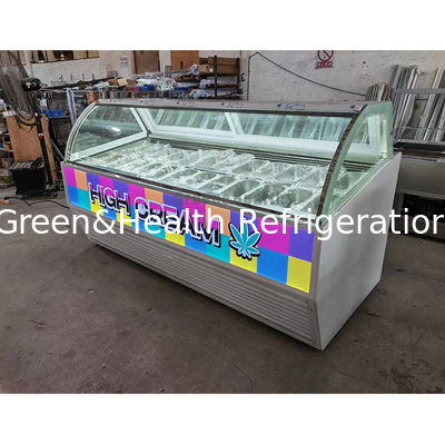 Luxury Electric Glass Showcase Ice Cream Gelato Display Freezer