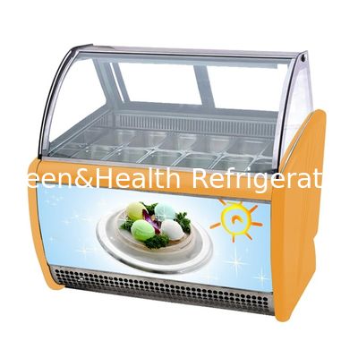 Komercyjny wyświetlacz lodów z lodami z lodówką z patelniami 8/10/12/14/16