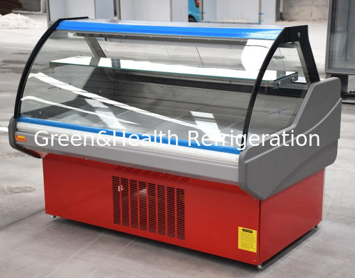 Zgięte szkło Deli Meat Display lodówka Red Meat Service Case