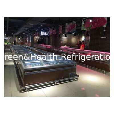 Najnowsze drzwi przesuwne niskotemperaturowe zamrożone mięso kulki przechowywanie żywności wyspa szafa zamrażarka