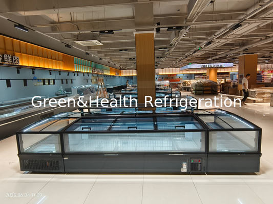 Zamrażarka supermarket Island Zamrażarka głęboka bez mrozu dla mięsa z światłem LED