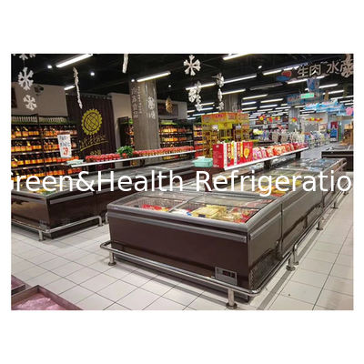 Horyzontalny duży komercyjny supermarket/sklep chłodniczy Wyspa wyświetlacza szafka zamrażarka