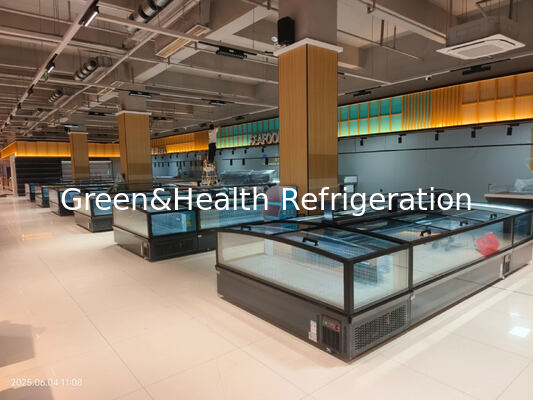 Zamrażalnik wyspy supermarketu Zamrażalnik komercyjny z wyświetlaczem komórkowym do mrożonych produktów spożywczych