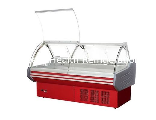 Podnoszenie Zakrzywione szklane drzwi Wyświetlacz Delikatesowy Chłodziarka / Chiller wyświetlania mięsa