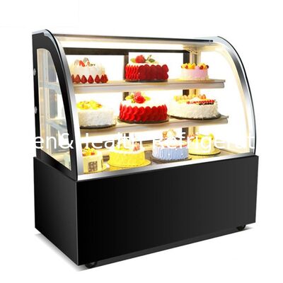 Commercial Cake Display Freezer Curved/Right angled Glass & Stainless Steel Design with Multi-tier Shelves