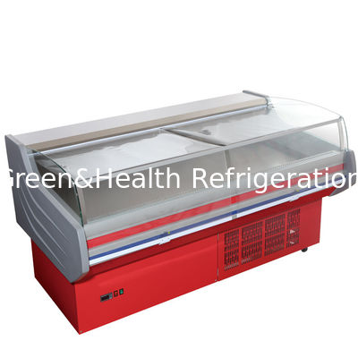Lodówka ROHS Deli Display, komercyjna zamrażarka z otwartym wyświetlaczem z zakrzywionym szkłem do mięsa z owoców morza