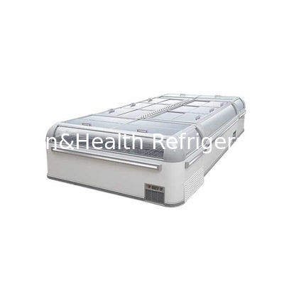 Czarny, komercyjny zamrażalnik do regałów z regulowanymi owocami morza