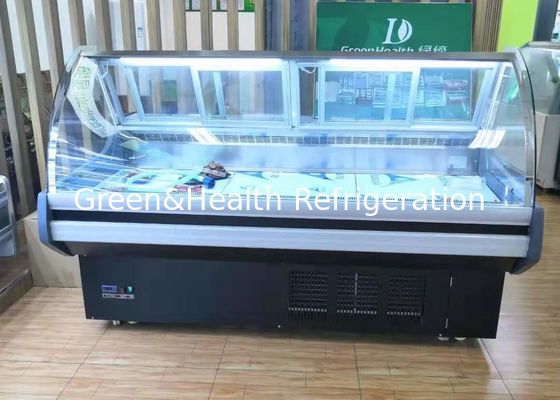 Butchery Curved Glass Deli Food and Packed Meat Display Gablota