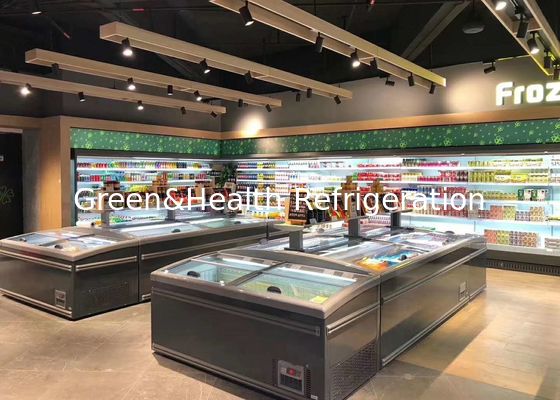 Zamrożone drzwi przesuwne do żywności komercyjnej Zamrażarka Combo Island Freezer